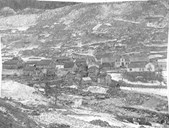 Undredal before the parcelling of land, about 1890. The picture shows Bruasva and Garden, the old cluster farmyard in the village centre.