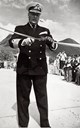 There was much festivity at Måløy when the Måløy Bridge was officially opened by His Majesty, King Olav on 11 July 1974. The opening ceremony took place at the "Spiral" at the Måløy end. King Olav came to Måløy on the royal yacht <i>Norge</i> directly from a visit to Iceland. The opening ceremony had to be postponed for a day as the royal yacht was delayed by extremely bad weather. 5000 people turned up when the king opened the bridge. 
