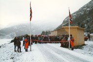 People were very grateful for the new road. Snowy and cold weather did not stop people from turning up at the opening ceremony on 11 December 1993. 
