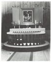 The chancel with altar and altarpiece.