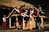 Every spring and autumn educational programs are offered at the museum. In 2001, the subject was building styles, and the students participated in building a house with traditional methods.