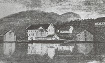 Steinen before 1900. A vessel at the quay. A series of extensions were undertaken here in the years up to 1923.