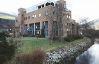 The headquarters of Sparebanken Sogn og Fjordane in Førde. The present building was taken into use in 1991. It stands on the site of an earlier bank, built by Førde Sparebank (savings bank) in 1964-1965.