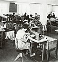 From the sewing hall in the factory in the late 1960s. In this room shirt cuffs and other small shirt parts were sewn.