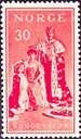 The Norwegian Postal Service issued two commemorative stamps for the royal jubilee in 1955. The motif shows the coronation ceremony in 1906.