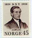 Asbjørn Kloster, the founder of "Det norske totalavholdsselskap"(DNT), established the first temperance organization in the country in Stavanger on 29 December 1859. The Norwegian postal service issued a commemorative stamp with his portrait for the centenary in 1959. 