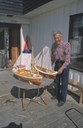 Martinus Lågøy is showing some of his retirement hobby, exact miniature replicas of known vessels from Solund.