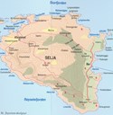 Map of the island of Selja with marked trails.