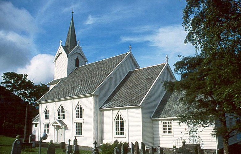 Leikanger church has had three different locations: Bø on the island of Selja, at Selje and here at Leikanger. 