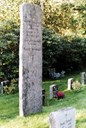 The memorial stone commemorating the fire at Solvang in the churchyard in Førde.