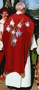 The chasuble is sewn by Eldrid Røyset in 1997 after the design by Randi Huus Hovden. The vicar Odd Stubhaug is wearing the new chasuble.