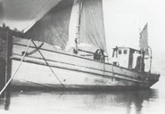 <i>Fremad II</i> was not seriously damaged during the shooting on 20 April. Later the boat was taken to England by young people who wanted to do their part in the struggle for liberty. The picture was taken when <i>Fremad II</i> came back after the war.