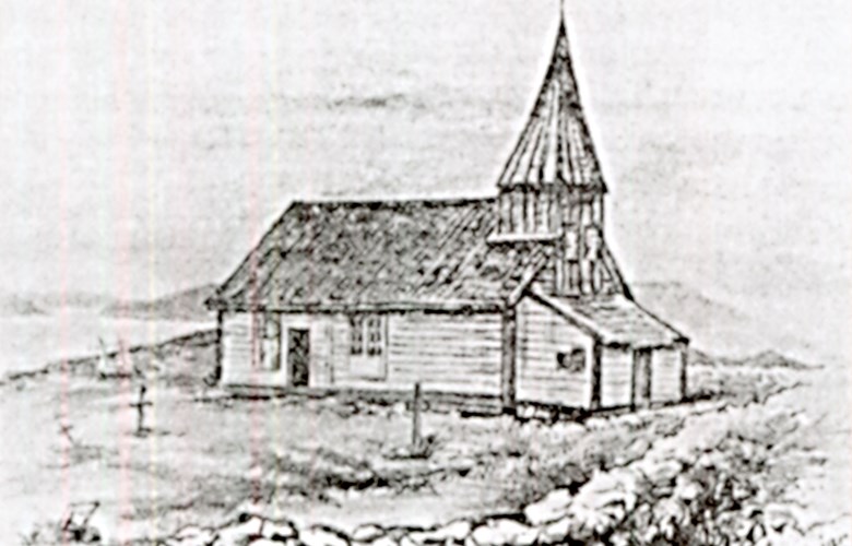 This is what the old church at Husøy looked like. It was torn down when a new church was built at Straumen in 1896.