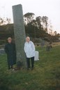 His daughter Karin and wife Berly at the memorial stone.