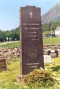 The memorial stone was erected in June 1953 in connection with the annual choir festival of Sunnfjord Songarsamband.