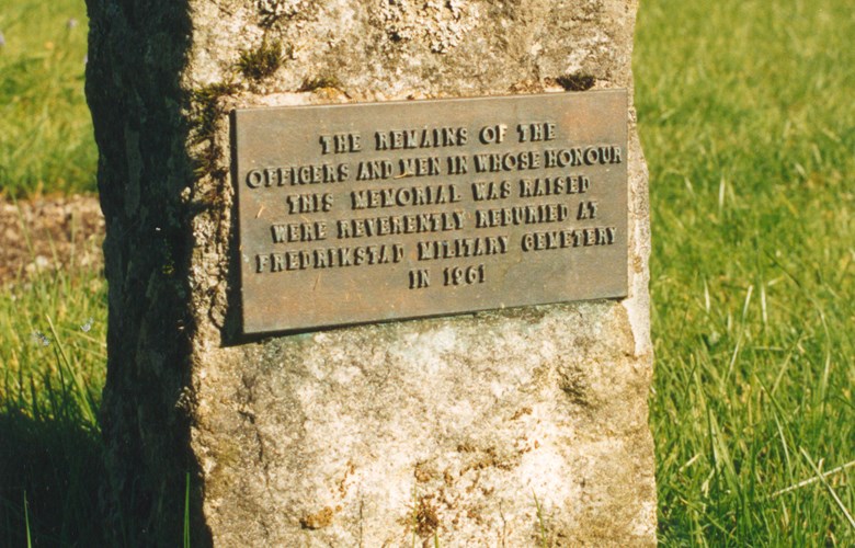 The memorial stone on the churchyard at Eivindvik for the British war graves that were moved to Fredrikstad in 1961.